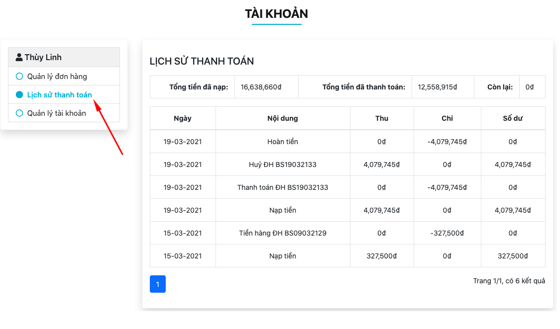 List payment